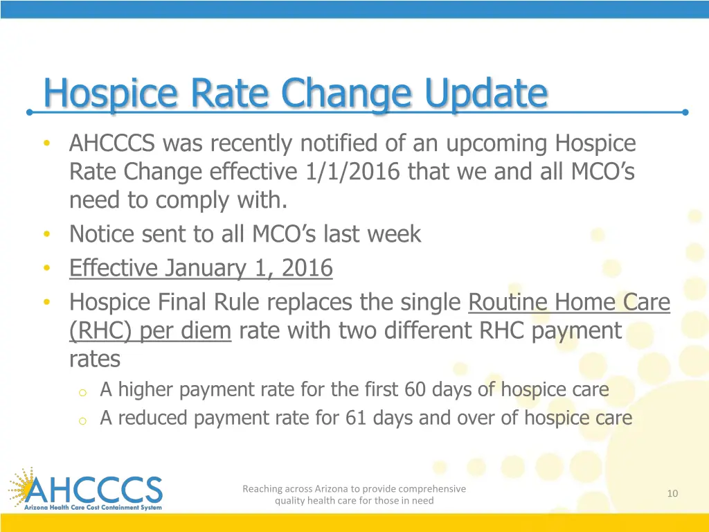 hospice rate change update