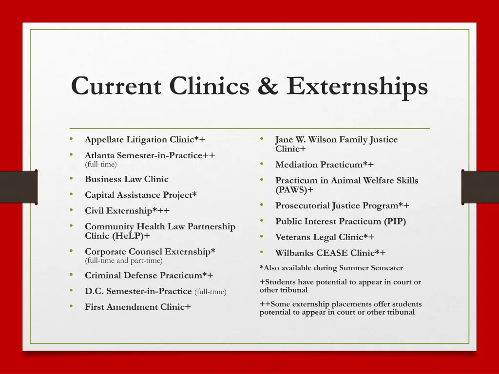 current clinics externships