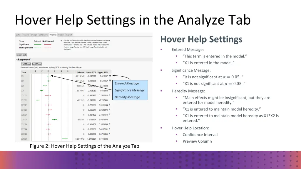 hover help settings in the analyze tab