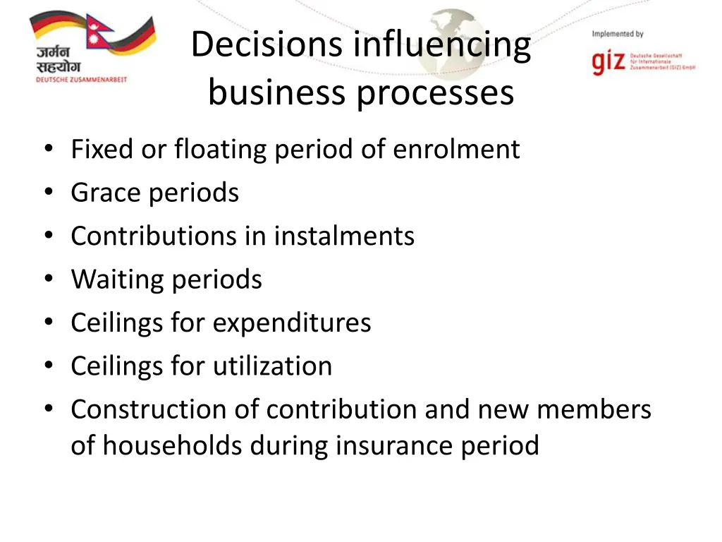 decisions influencing business processes 1