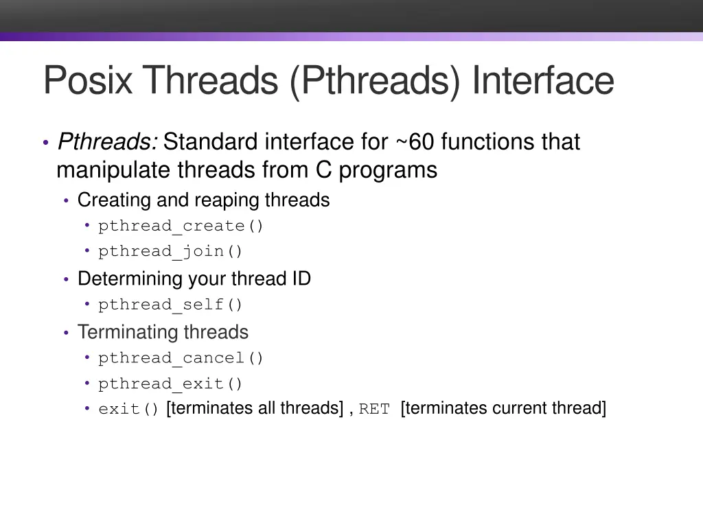 posix threads pthreads interface
