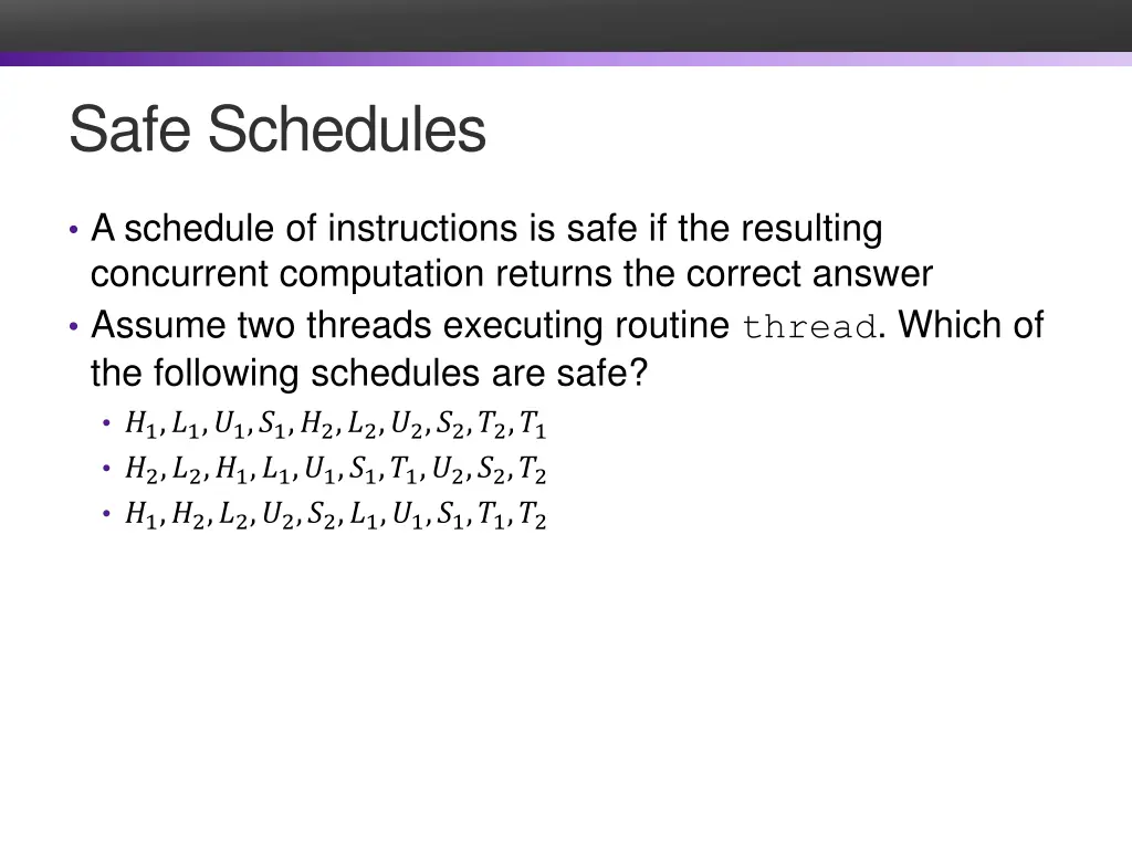 safe schedules