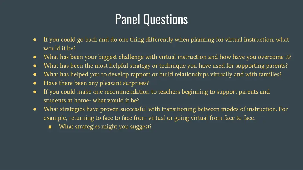panel questions