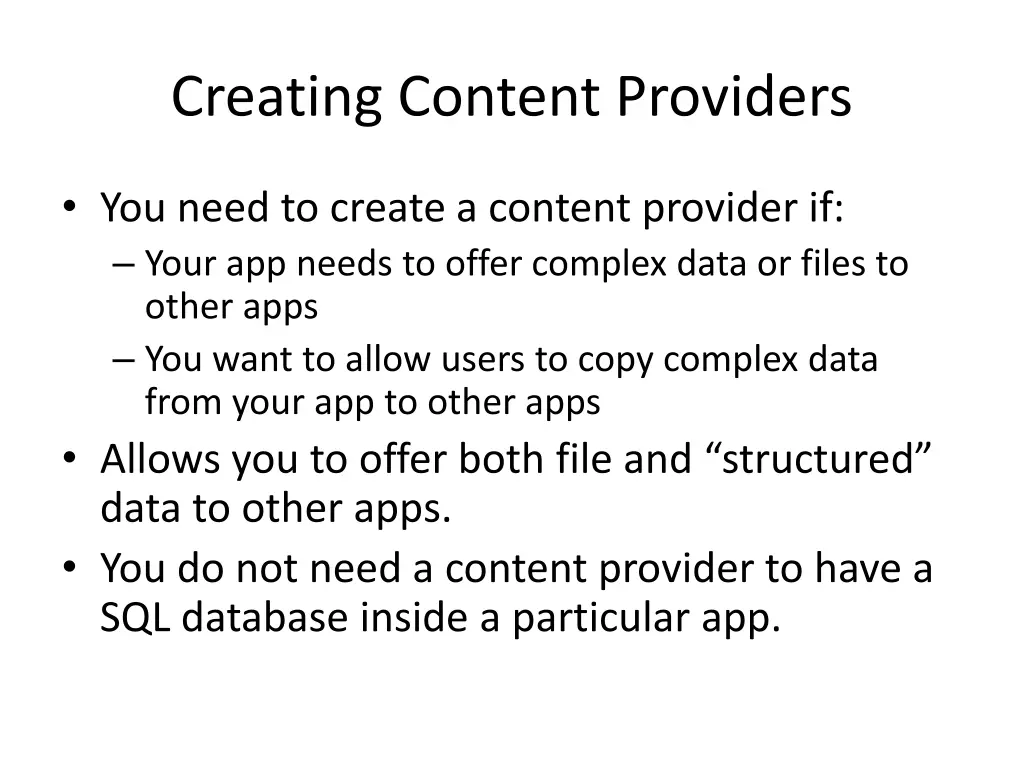 creating content providers