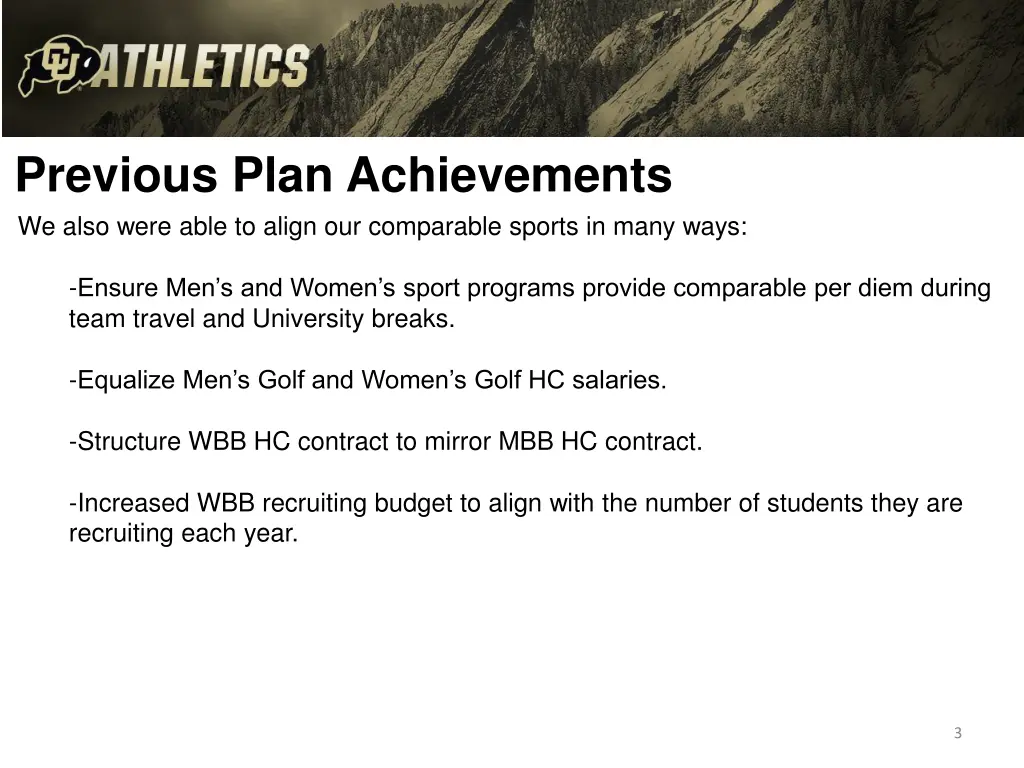 previous plan achievements we also were able