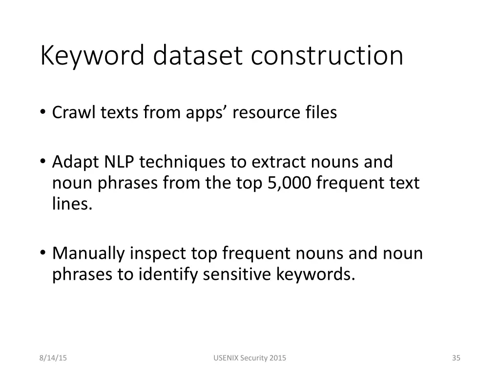 keyword dataset construction