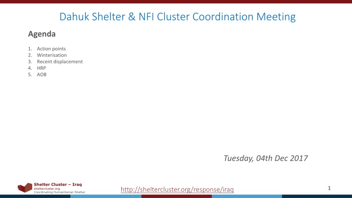 dahuk shelter nfi cluster coordination meeting