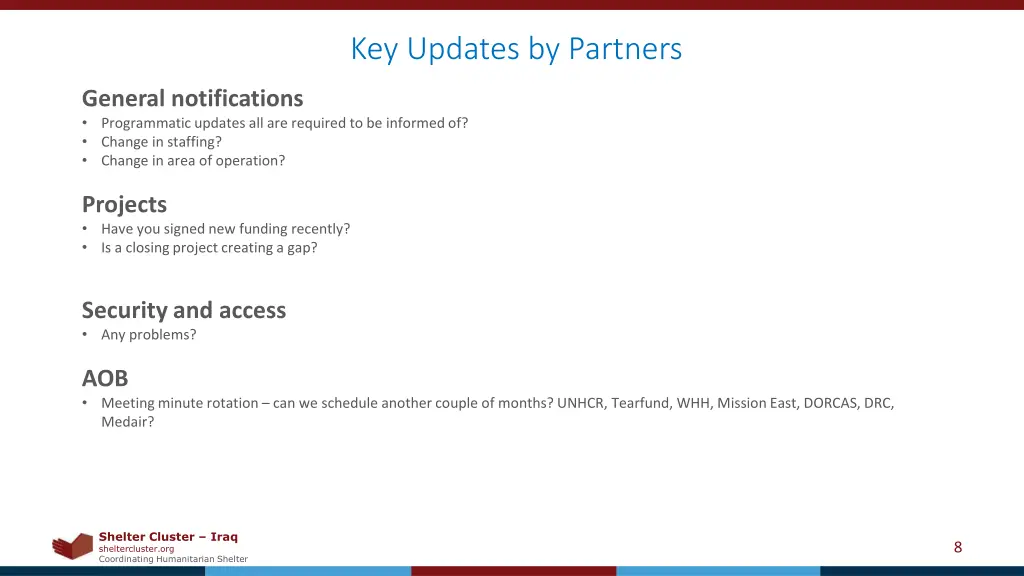 key updates by partners