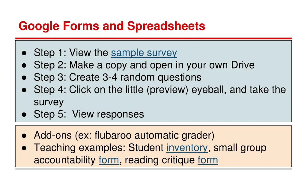 google forms and spreadsheets