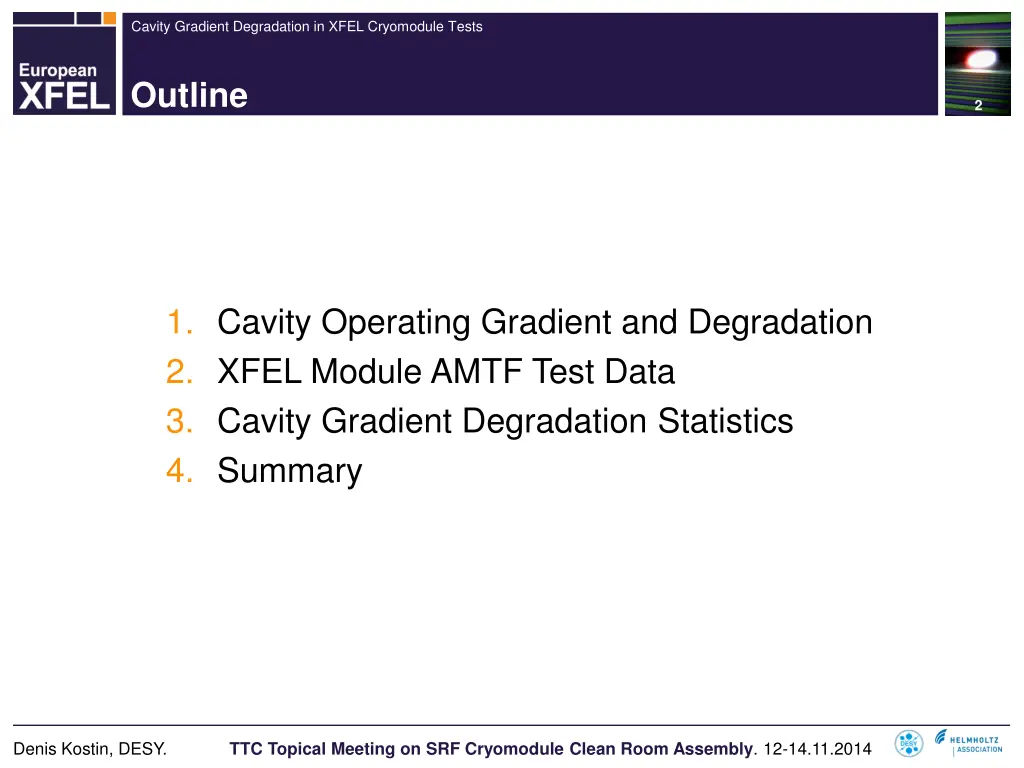cavity gradient degradation in xfel cryomodule