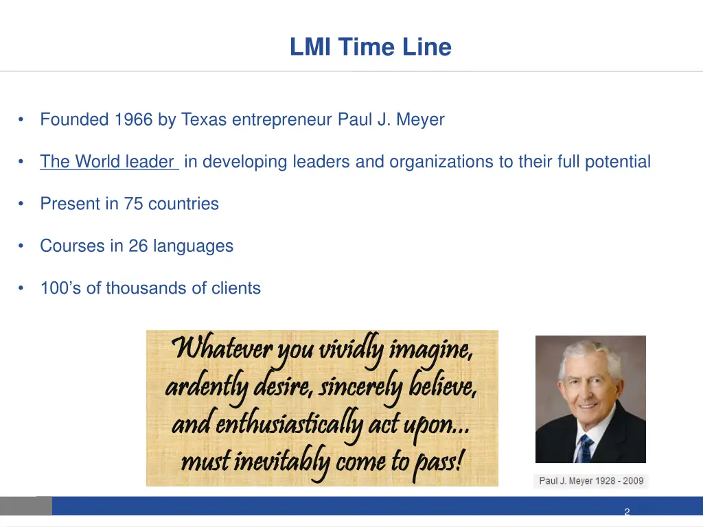 lmi time line