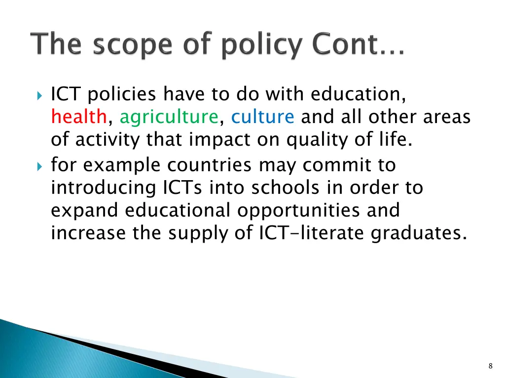 ict policies have to do with education health