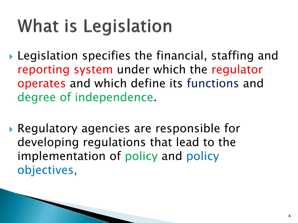 legislation specifies the financial staffing
