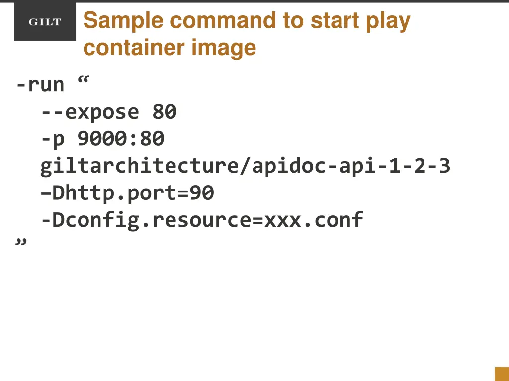 sample command to start play container image