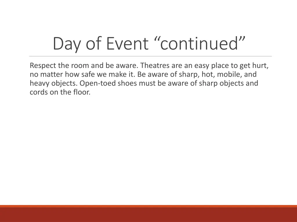 day of event continued