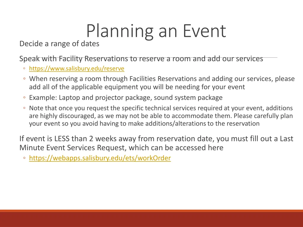 planning an event decide a range of dates