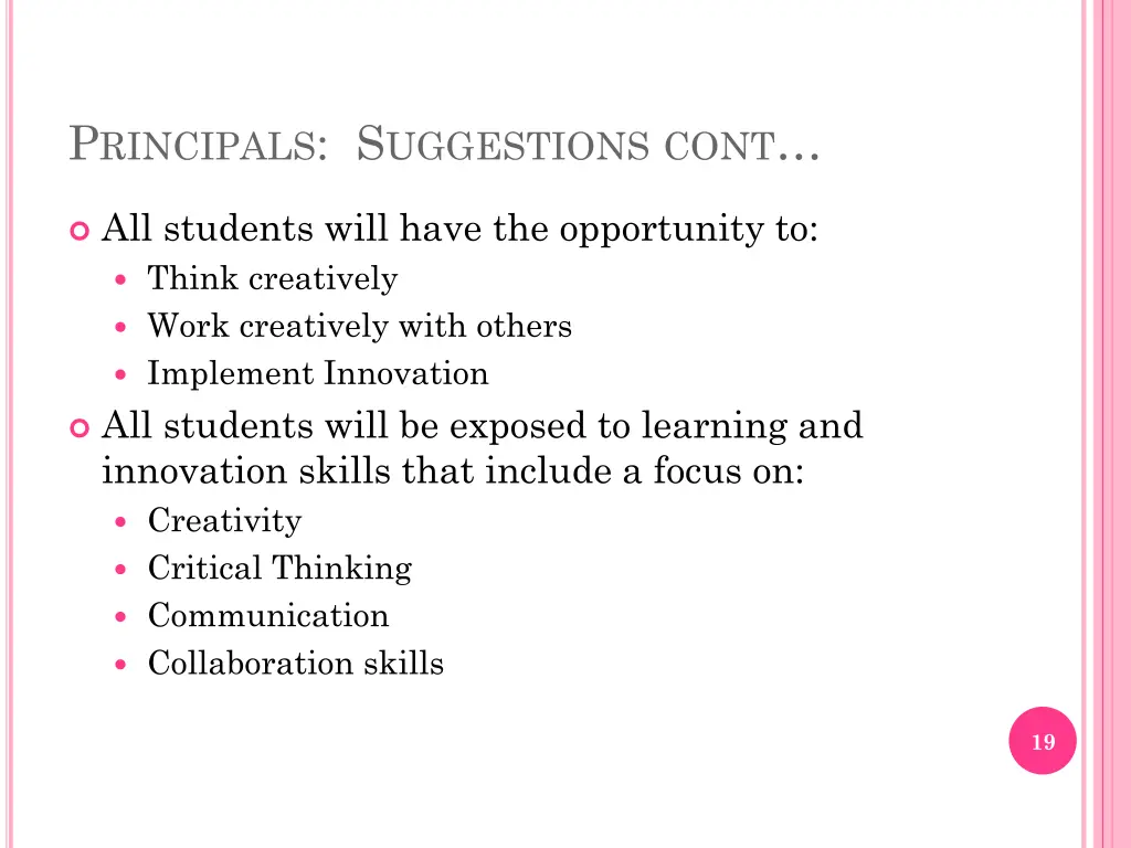 p rincipals s uggestions cont 1