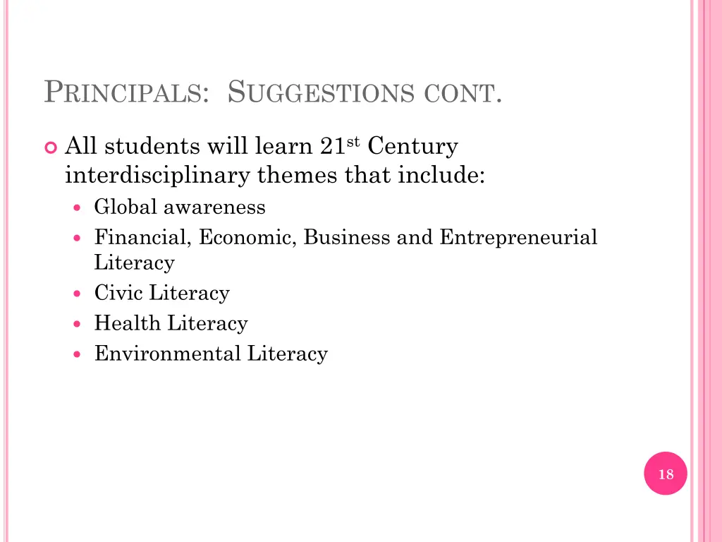 p rincipals s uggestions cont