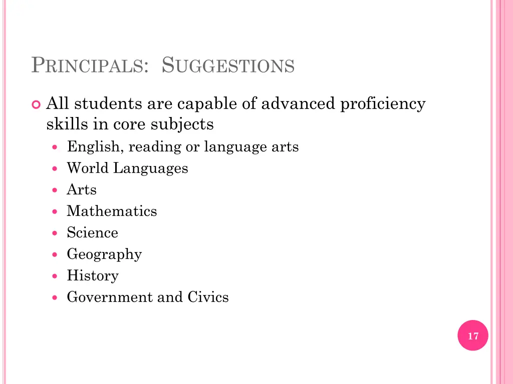 p rincipals s uggestions