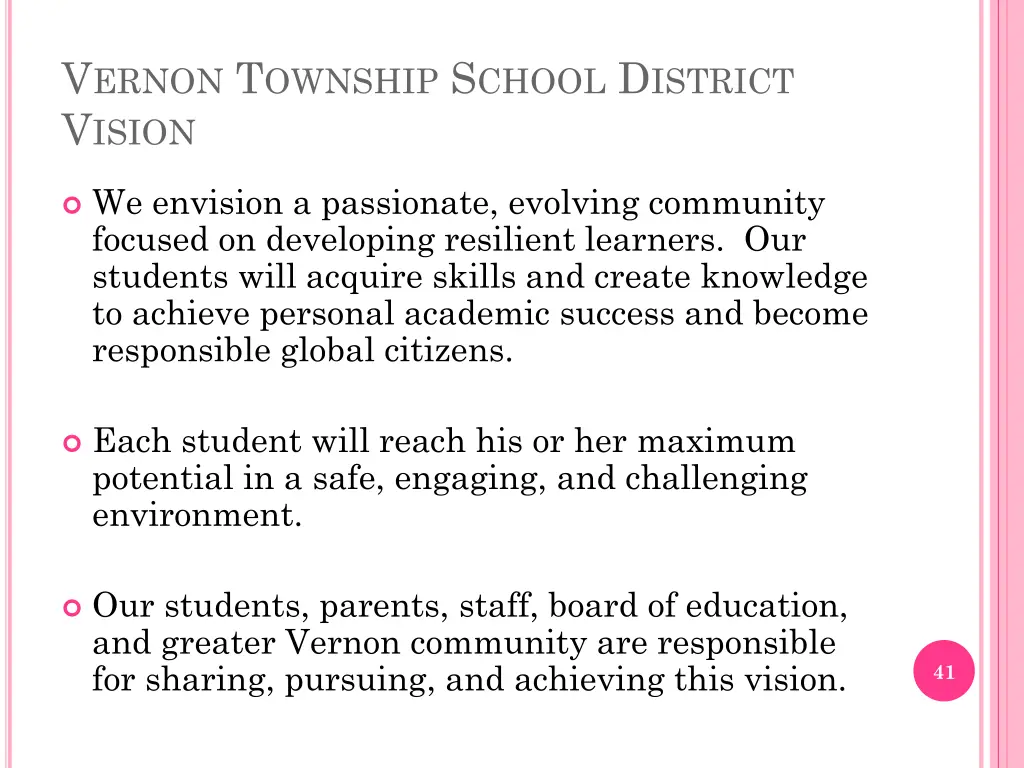 v ernon t ownship s chool d istrict v ision
