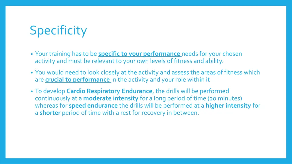 specificity