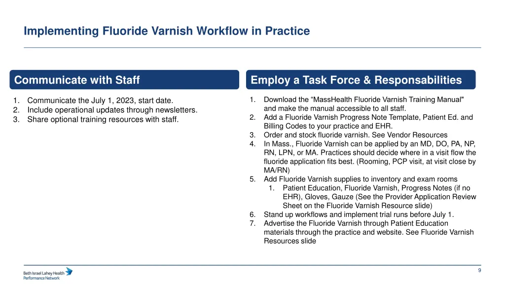 implementing fluoride varnish workflow in practice