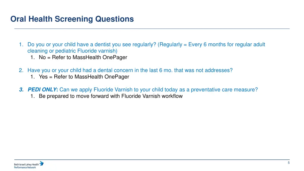 oral health screening questions