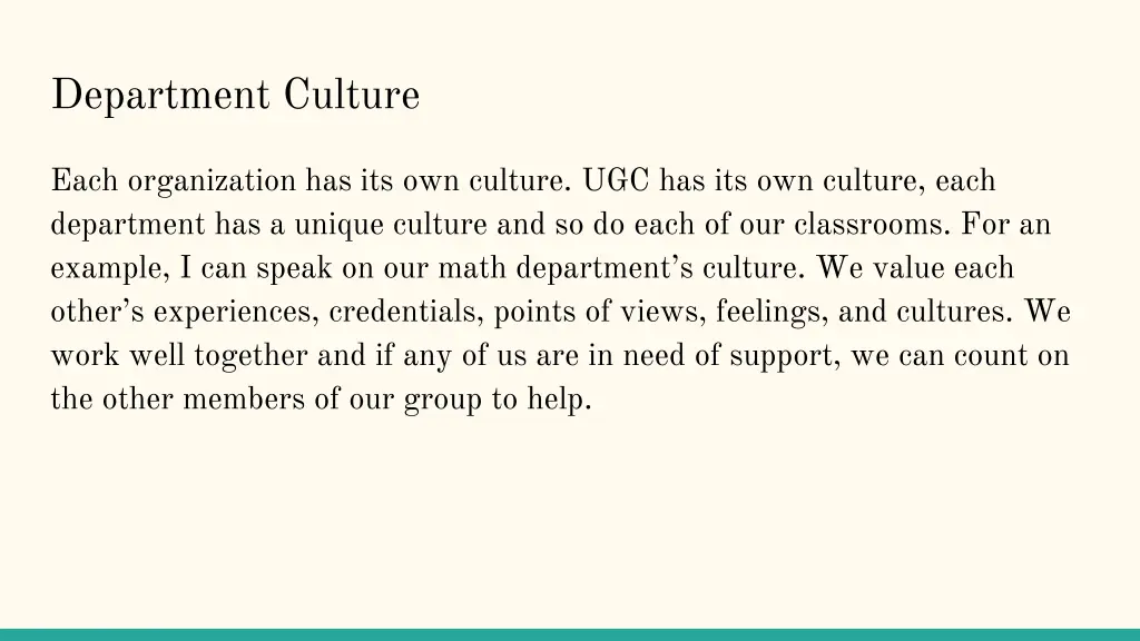 department culture