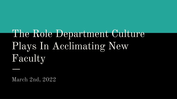 the role department culture plays in acclimating
