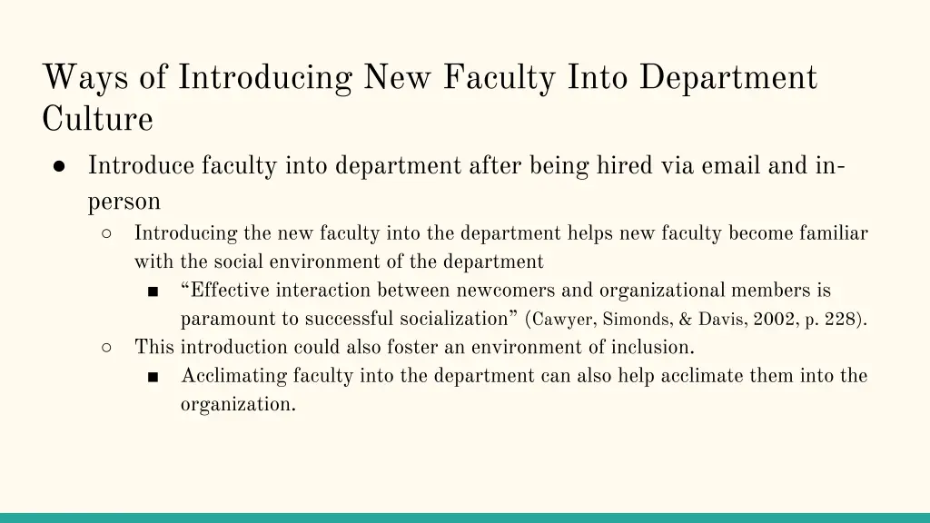 ways of introducing new faculty into department 1