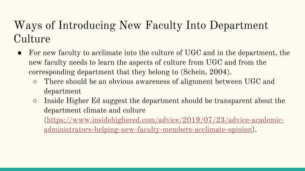 ways of introducing new faculty into department