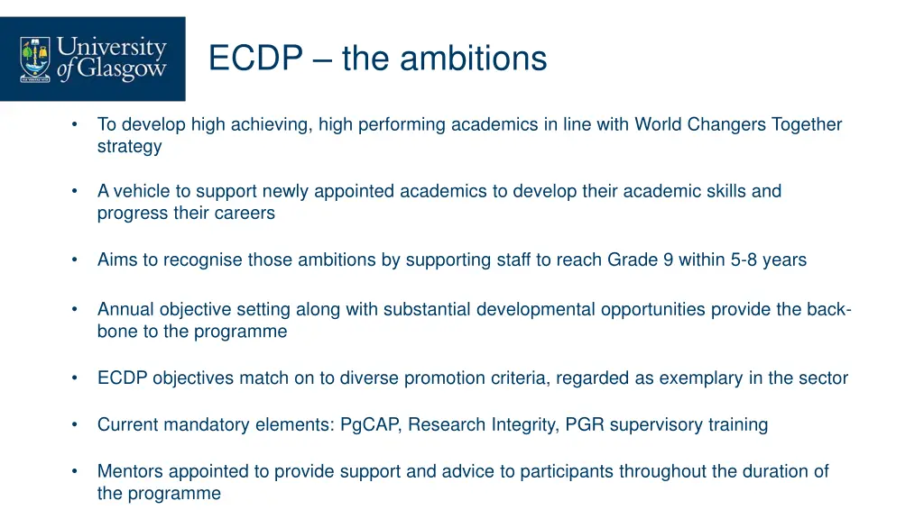 ecdp the ambitions
