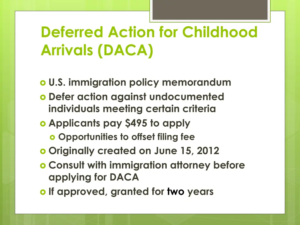 deferred action for childhood arrivals daca