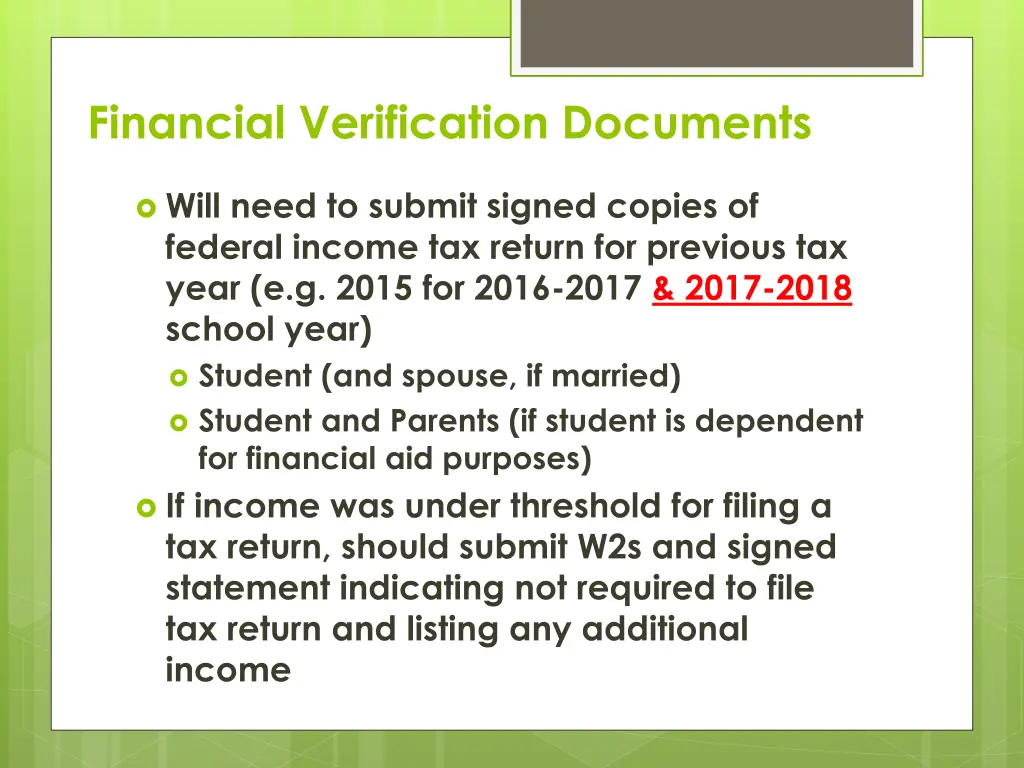 financial verification documents