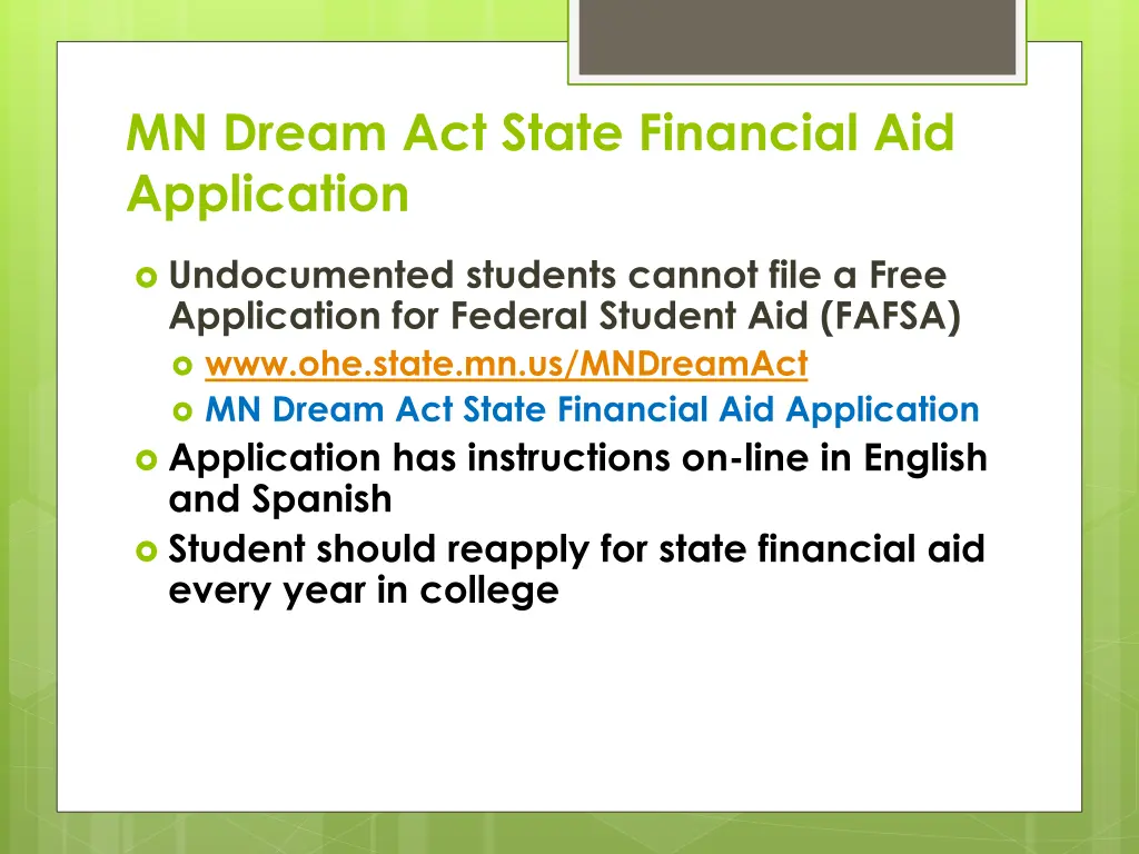 mn dream act state financial aid application