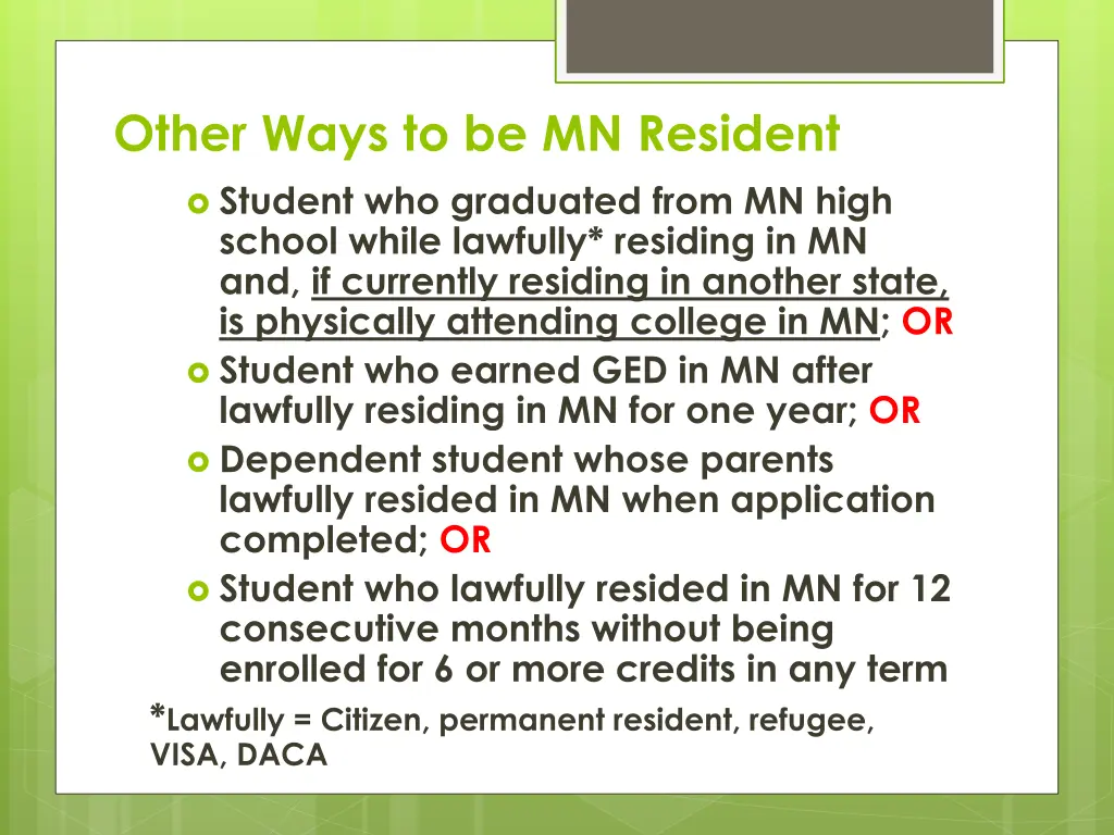 other ways to be mn resident