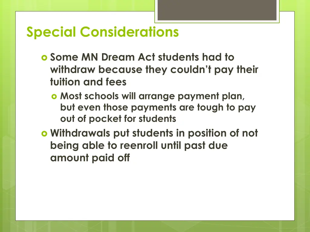 special considerations 1