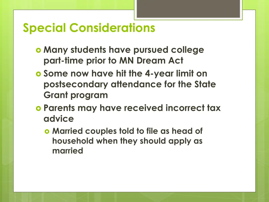 special considerations 2