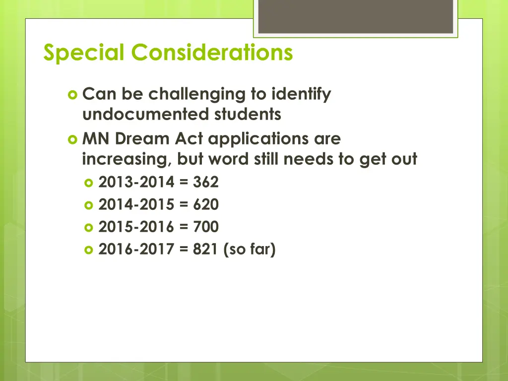 special considerations 3