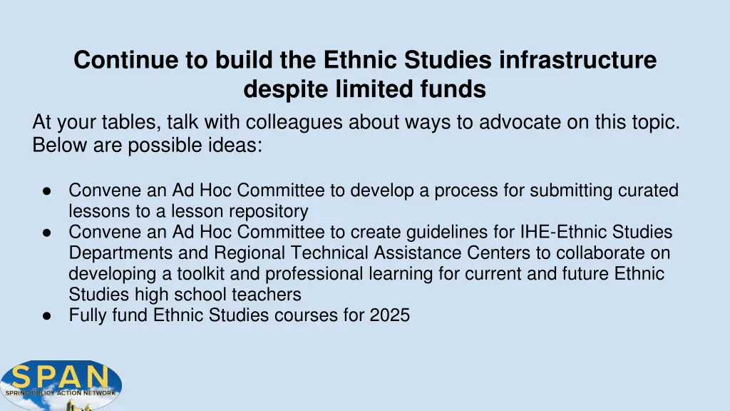 continue to build the ethnic studies