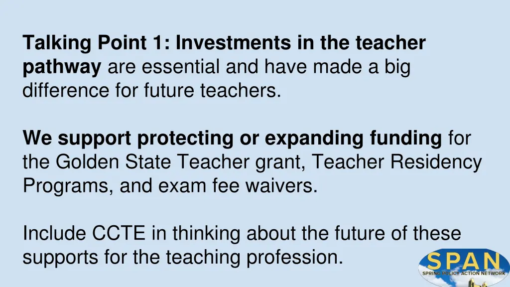 talking point 1 investments in the teacher
