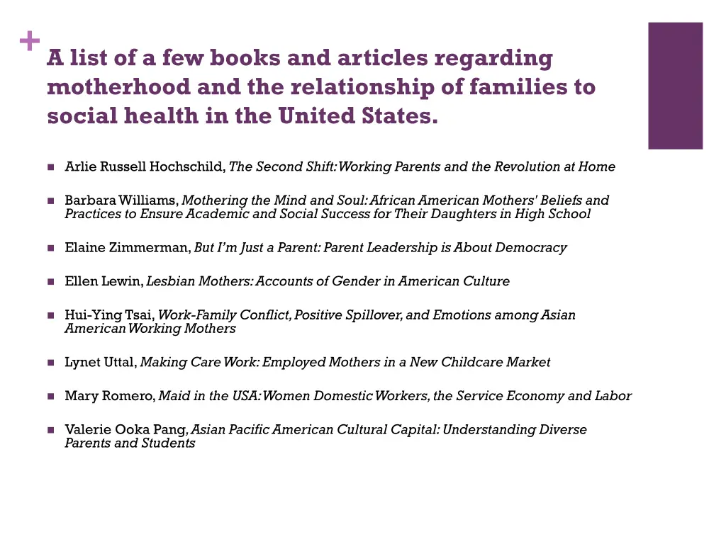 a list of a few books and articles regarding