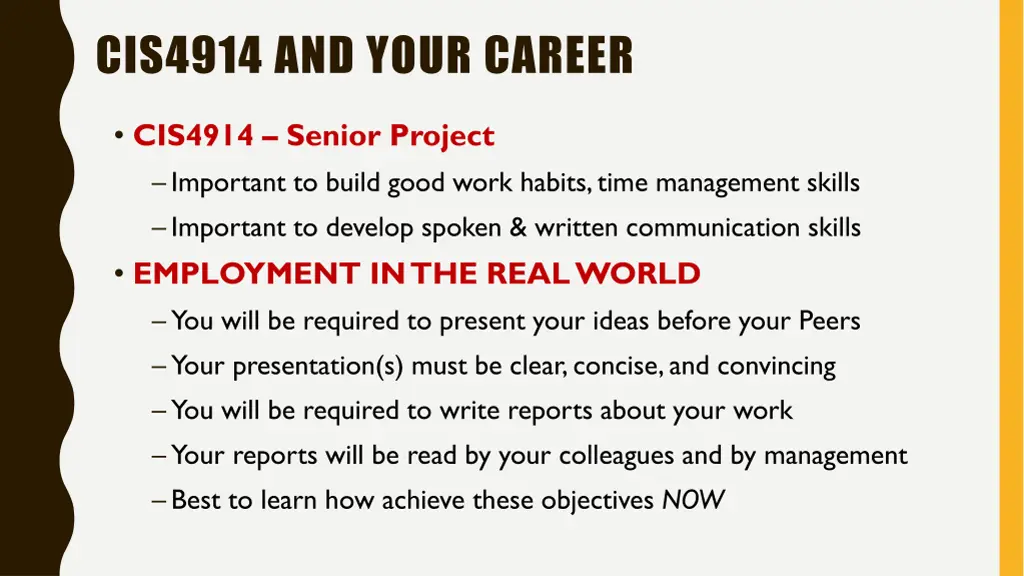 cis4914 and your career