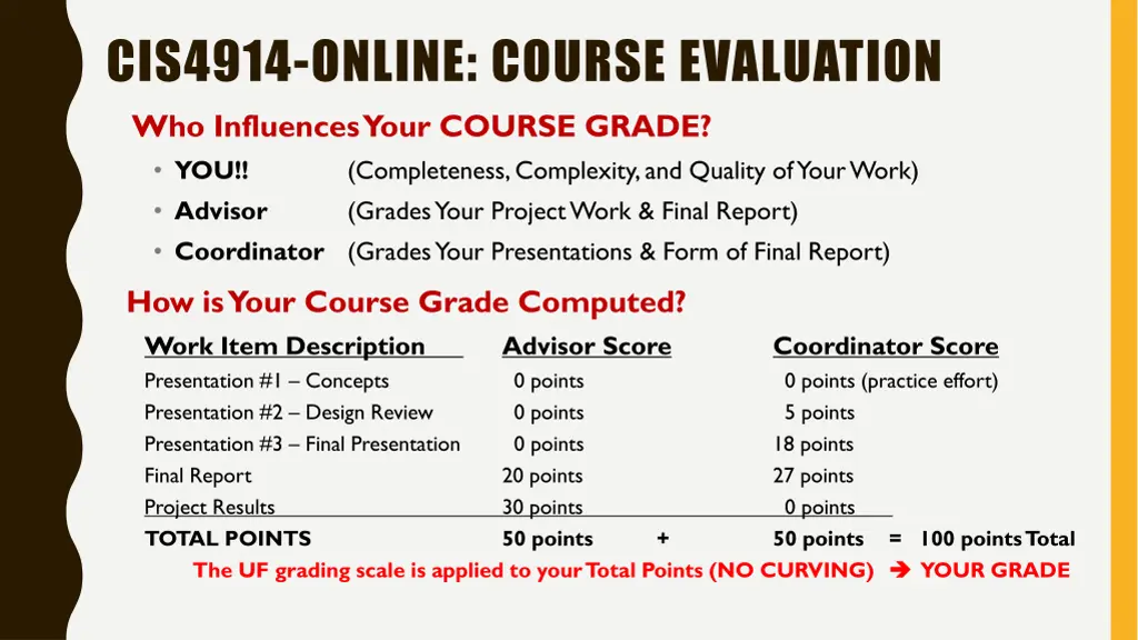 cis4914 online course evaluation who influences