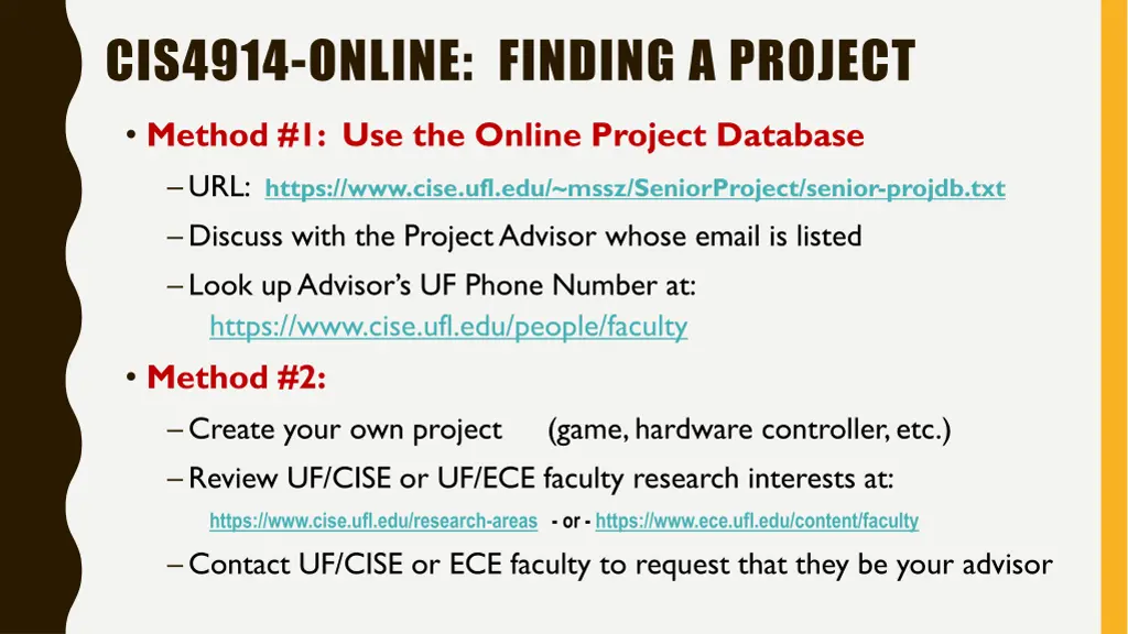 cis4914 online finding a project