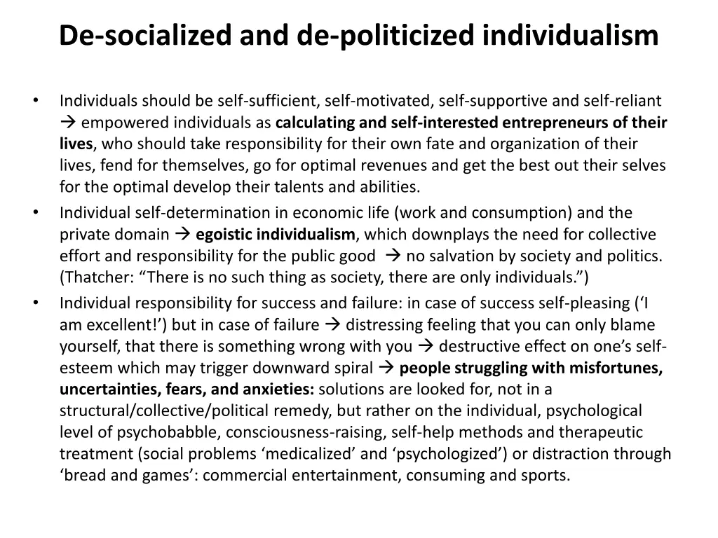 de socialized and de politicized individualism