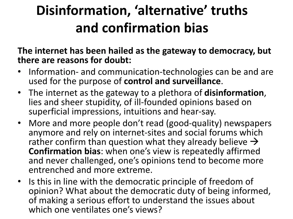 disinformation alternative truths