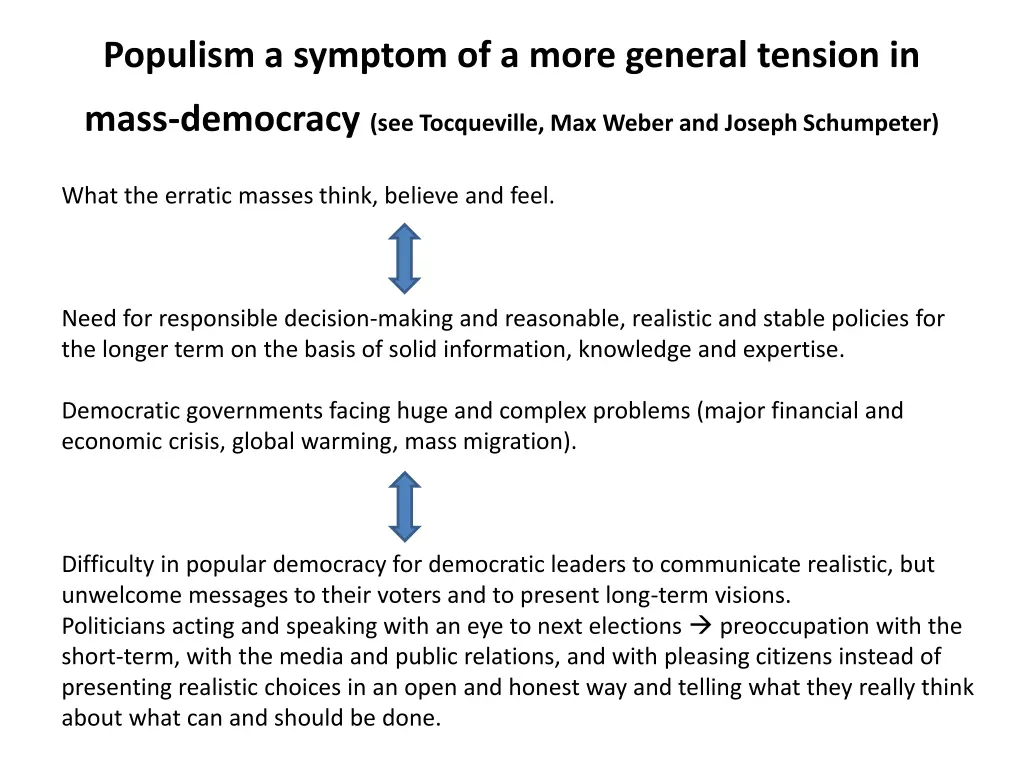 populism a symptom of a more general tension in