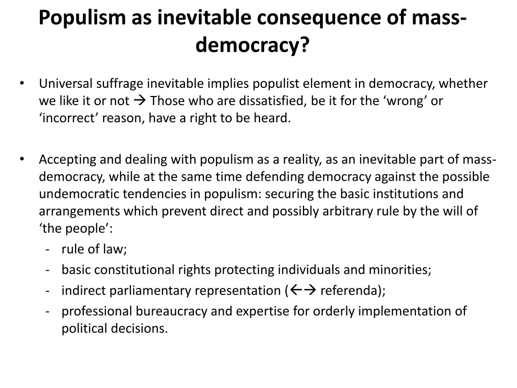 populism as inevitable consequence of mass