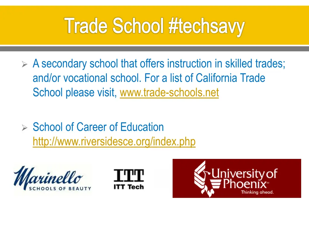 trade school techsavy
